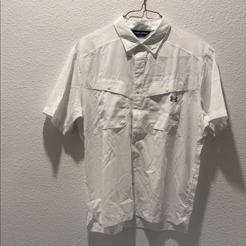 Under Armour Men's Casual Fishing White Button Down Shirt